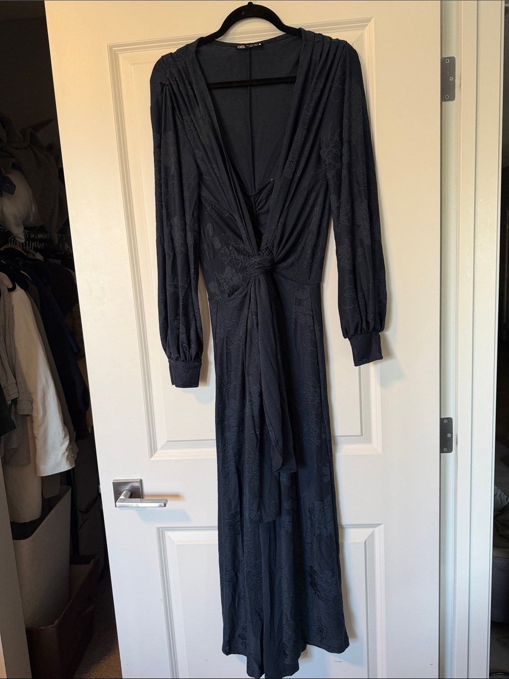 Zara Tie Jacquard Maxi Dress